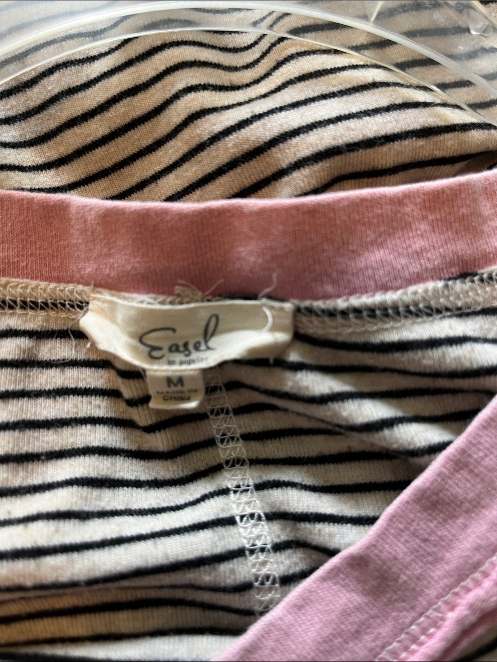 easel black and creamStriped Tunic with Pink Floral Accent - Picture 3 of 3